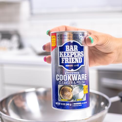 Bar Keepers Friend Cookware Cleanser & Polish  2 x 12 oz  Stainless Steel Cleaner & Degreaser for Pots  Pans  Bakeware & Grills   Removes Sticky Residue  Rust Stains & Lime Deposits