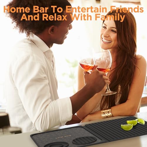 Tapete de bar, accesorios de bar, tapete de cóctel plegable multifuncional con tabla de cortar, tapete de secado de 18 x 12 pulgadas, tapete de bar para encimera, decoración de bar para el hogar