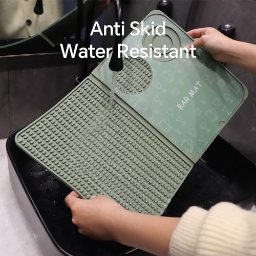 Tapete de bar, accesorios de bar, tapete de cóctel plegable multifuncional con tabla de cortar, tapete de secado de 18 x 12 pulgadas, tapete de bar para encimera, decoración de bar para el hogar