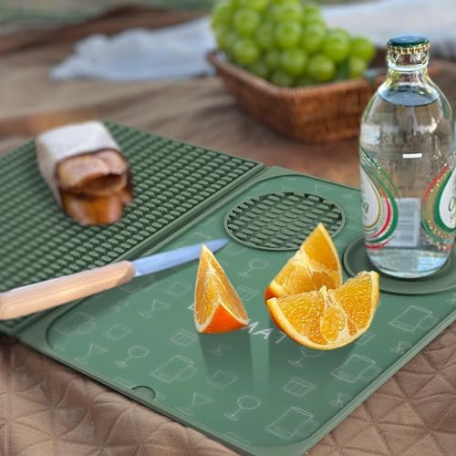 Tapete de bar, accesorios de bar, tapete de cóctel plegable multifuncional con tabla de cortar, tapete de secado de 18 x 12 pulgadas, tapete de bar para encimera, decoración de bar para el hogar