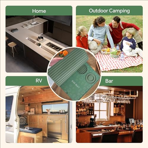 Tapete de bar, accesorios de bar, tapete de cóctel plegable multifuncional con tabla de cortar, tapete de secado de 18 x 12 pulgadas, tapete de bar para encimera, decoración de bar para el hogar