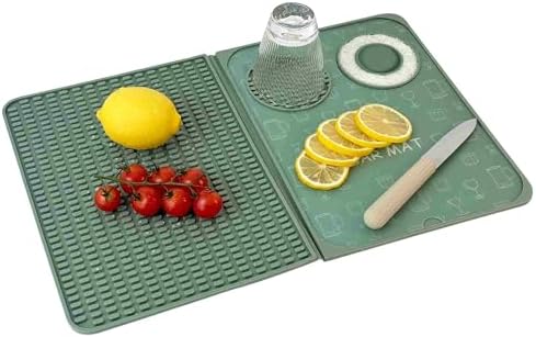 Tapete de bar, accesorios de bar, tapete de cóctel plegable multifuncional con tabla de cortar, tapete de secado de 18 x 12 pulgadas, tapete de bar para encimera, decoración de bar para el hogar