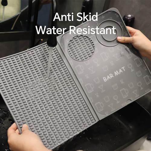 Tapete de bar, accesorios de bar, tapete de cóctel plegable multifuncional con tabla de cortar, tapete de secado de 18 x 12 pulgadas, tapete de bar para encimera, decoración de bar para el hogar