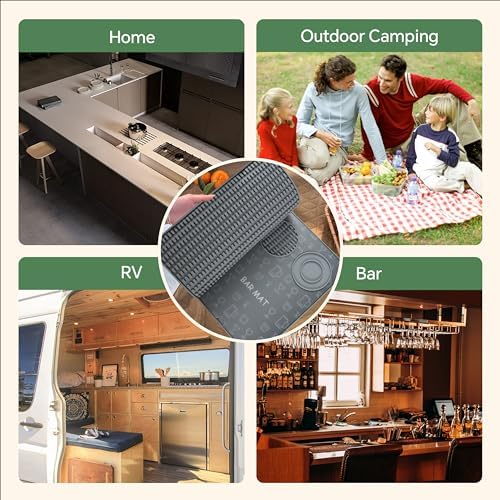 Tapete de bar, accesorios de bar, tapete de cóctel plegable multifuncional con tabla de cortar, tapete de secado de 18 x 12 pulgadas, tapete de bar para encimera, decoración de bar para el hogar