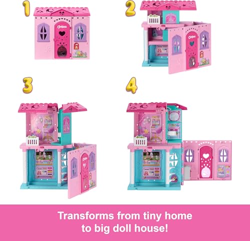 Barbie Chelsea Toy Dollhouse with 15  Accessories  Pop Up House Expands to 17  x 13  inches with 5 Play Areas & Slide  Includes Small Doll & Pet Dog