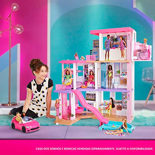 Barbie Convertible 2 Seater Vehicle  Pink Car with Rolling Wheels & Realistic Details  Gift for 3 to 7 Year Olds