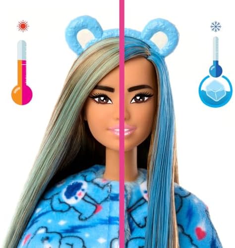Barbie Cutie Reveal Care Bears Series Doll & Accessories Set with Cheer Bear Plush Costume & 10 Surprises Including Color Change & Mini Bear