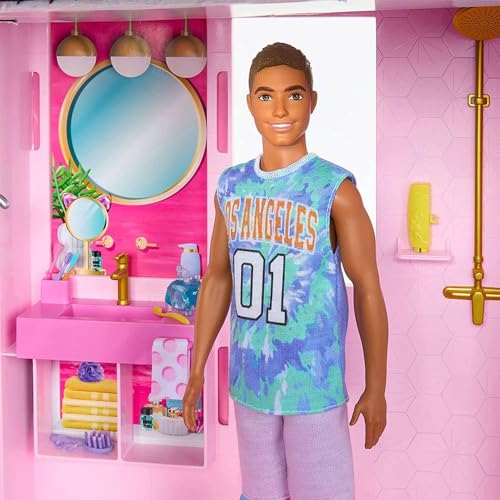 Barbie Dreamhouse  Pool Party Doll House with 75  Pieces and 3 Story Slide  House Playset  Pet Elevator and Puppy Play Areas