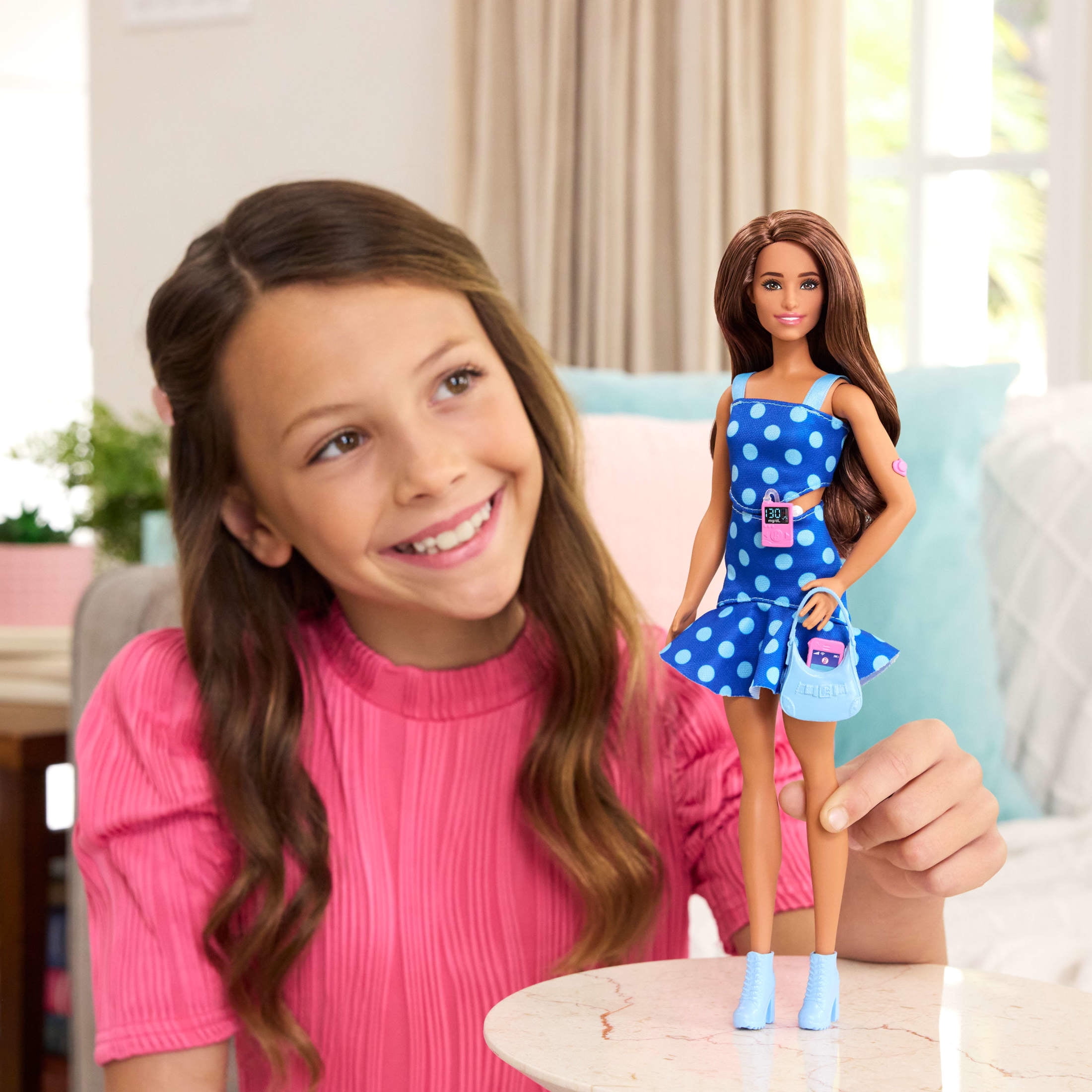Barbie Fashionistas Doll #242 Barbie Doll with Type 1 Diabetes in Polka Dot Outfit with Accessories