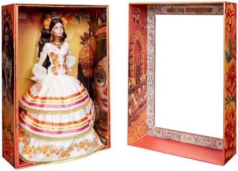 Barbie Signature Doll  Día De Muertos 2025 Collectible in Ruffled Cream Gown Trimmed with Marigolds and Ribbon  Flower Crown and Calavera Face Paint