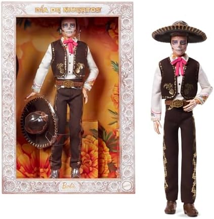 Barbie Signature Doll  Día De Muertos 2025 Collectible in Ruffled Cream Gown Trimmed with Marigolds and Ribbon  Flower Crown and Calavera Face Paint