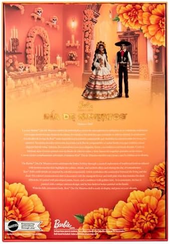 Barbie Signature Doll  Día De Muertos 2025 Collectible in Ruffled Cream Gown Trimmed with Marigolds and Ribbon  Flower Crown and Calavera Face Paint