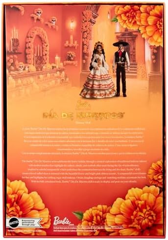 Barbie Signature Doll  Día De Muertos 2025 Collectible in Ruffled Cream Gown Trimmed with Marigolds and Ribbon  Flower Crown and Calavera Face Paint