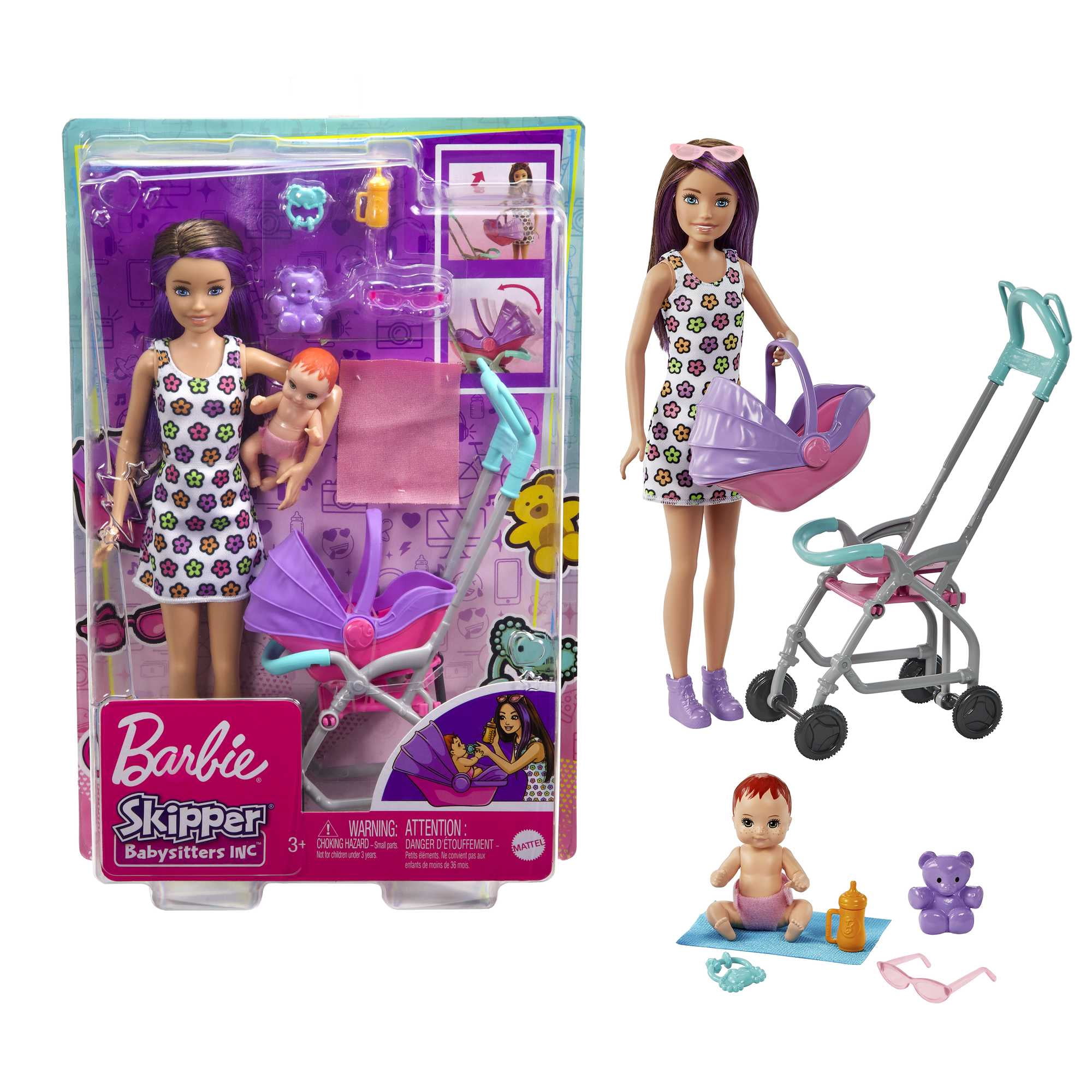 Barbie Skipper Babysitters Inc  Doll & Stroller Playset  for 3 Years & Up  Multicolor