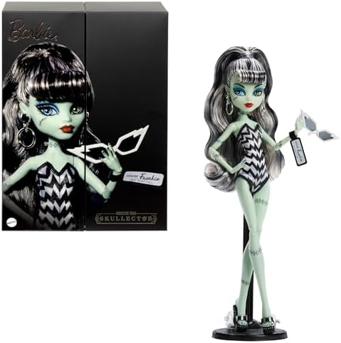 Barbie  Monster High x Frankie Stein Doll with Original Inspired Swimsuit and Solo in the Spotlight Black Evening Dress  Accessories