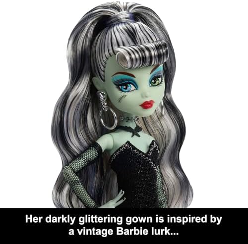 Barbie  Monster High x Frankie Stein Doll with Original Inspired Swimsuit and Solo in the Spotlight Black Evening Dress  Accessories