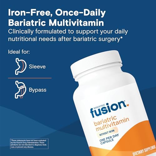 Bariatric Fusion Bariatric Multivitamin Without Iron   1 Per Day   Post Surgery Patients   Iron Free Vitamin for Gastric Bypass and Sleeve Gastrectomy   Easy to Swallow Capsules   Three Month Supply