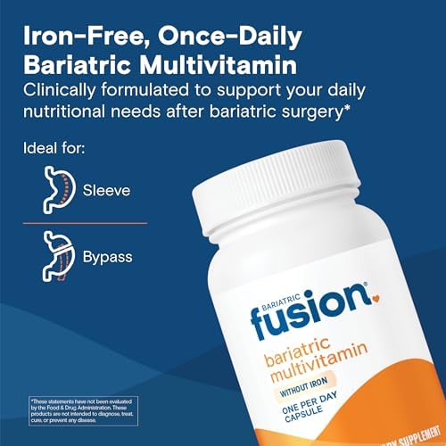 Bariatric Fusion Bariatric Multivitamin Without Iron   1 Per Day   Post Surgery Patients   Iron Free Vitamin for Gastric Bypass and Sleeve Gastrectomy   Easy to Swallow Capsules   Three Month Supply