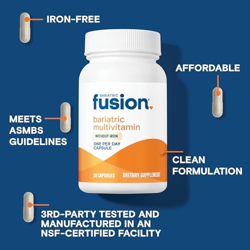 Bariatric Fusion Bariatric Multivitamin Without Iron   1 Per Day   Post Surgery Patients   Iron Free Vitamin for Gastric Bypass and Sleeve Gastrectomy   Easy to Swallow Capsules   Three Month Supply