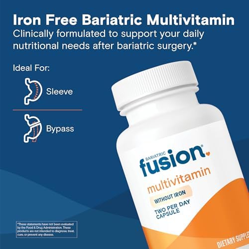 Bariatric Fusion Bariatric Multivitamin Without Iron   1 Per Day   Post Surgery Patients   Iron Free Vitamin for Gastric Bypass and Sleeve Gastrectomy   Easy to Swallow Capsules   Three Month Supply