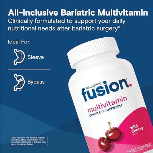 Bariatric Fusion Bariatric Multivitamin with Iron Complete Chewable   Tropical Flavor   Post Bariatric Vitamins for Gastric Bypass and Sleeve Gastrectomy   One Month Supply