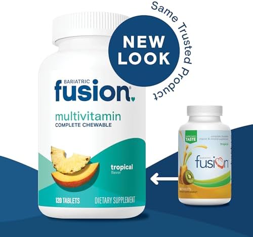Bariatric Fusion Bariatric Multivitamin with Iron Complete Chewable   Tropical Flavor   Post Bariatric Vitamins for Gastric Bypass and Sleeve Gastrectomy   One Month Supply