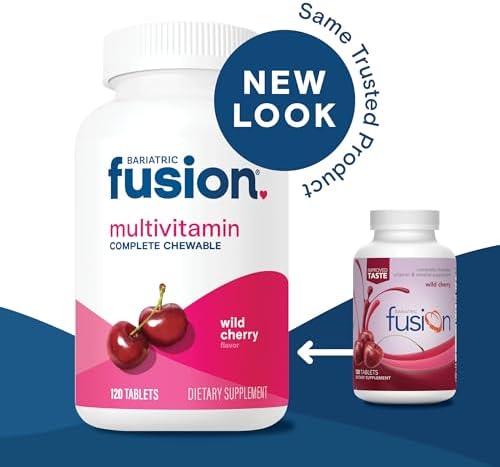 Bariatric Fusion Bariatric Multivitamin with Iron Complete Chewable   Tropical Flavor   Post Bariatric Vitamins for Gastric Bypass and Sleeve Gastrectomy   One Month Supply