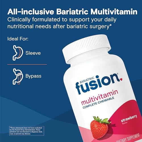 Bariatric Fusion Bariatric Multivitamin with Iron Complete Chewable   Tropical Flavor   Post Bariatric Vitamins for Gastric Bypass and Sleeve Gastrectomy   One Month Supply