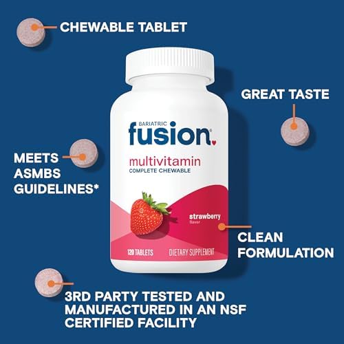 Bariatric Fusion Bariatric Multivitamin with Iron Complete Chewable   Tropical Flavor   Post Bariatric Vitamins for Gastric Bypass and Sleeve Gastrectomy   One Month Supply