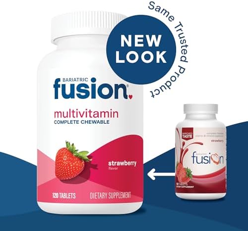 Bariatric Fusion Bariatric Multivitamin with Iron Complete Chewable   Tropical Flavor   Post Bariatric Vitamins for Gastric Bypass and Sleeve Gastrectomy   One Month Supply