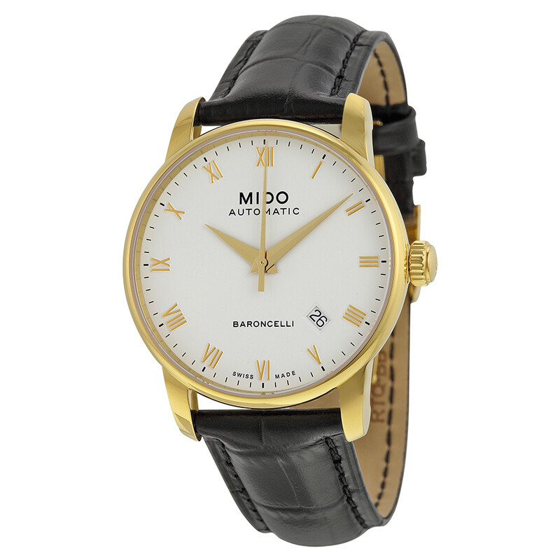 Baroncelli II Automatic White Dial Black Leather Men s Watch
