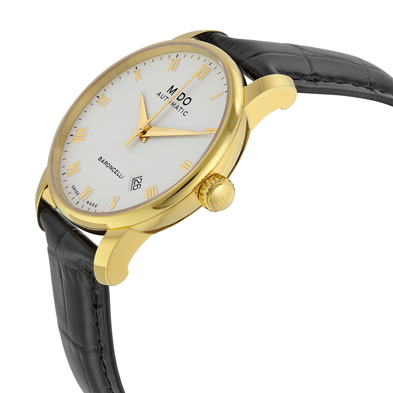 Baroncelli II Automatic White Dial Black Leather Men s Watch