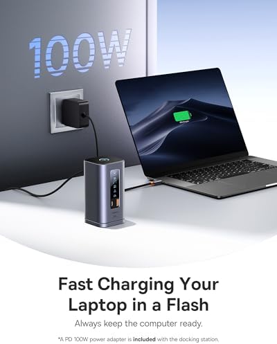 Baseus Laptop Docking Station  11 in 1 Triple 4K Display HDMI/DP  10Gbps USB A/C Fast Data  PD 100W  Ethernet  Audio  USB C Docking Station for Windows/Dell/HP/Lenovo/Asus/Acer/Mac  Include Charger 