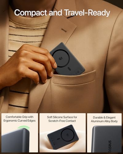 Baseus Picogo Magsafe Power Bank  Qi2 2 25W Slim 10 000mAh Magnetic Portable Charger  45W USB C Ultra Fast Charging Wireless Battery Pack for iPhone 17/16/15/14/13  Galaxy S25  Pixel 10 Pro and More