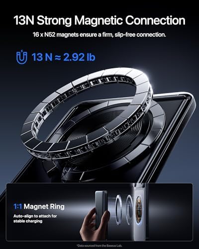 Baseus Picogo Magsafe Portable Charger  Qi2 2 25W Slim 10 000mAh Magnetic Power Bank Built in USB C Cable  45W Fast Charging Wireless Battery Pack for iPhone 17/16/15/14/13  Pixel 10 Pro XL and More