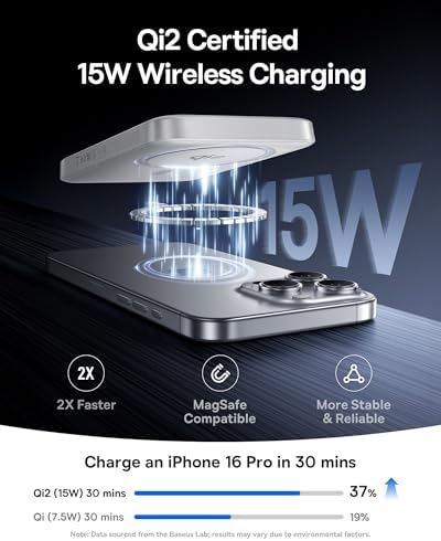 Baseus for MagSafe Portable Charger  Qi2 Certified 15W Wireless Magnetic Power Bank 10000mAh with USB C Cable 22 5W PD Charging  Battery Pack Compatible with iPhone 17/16/15/14/13 Pro/Pro Max Series