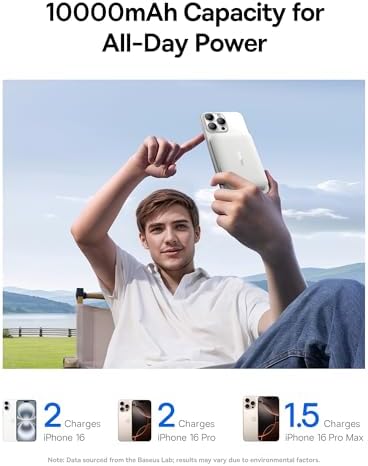 Baseus for MagSafe Portable Charger  Qi2 Certified 15W Wireless Magnetic Power Bank 10000mAh with USB C Cable 22 5W PD Charging  Battery Pack Compatible with iPhone 17/16/15/14/13 Pro/Pro Max Series