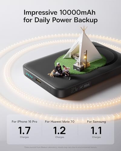 Baseus for MagSafe Portable Charger  Qi2 Certified 15W Wireless Magnetic Power Bank 10000mAh with USB C Cable 22 5W PD Charging  Battery Pack Compatible with iPhone 17/16/15/14/13 Pro/Pro Max Series