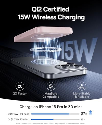 Baseus for MagSafe Portable Charger  Qi2 Certified 15W Wireless Magnetic Power Bank 10000mAh with USB C Cable 22 5W PD Charging  Battery Pack Compatible with iPhone 17/16/15/14/13 Pro/Pro Max Series