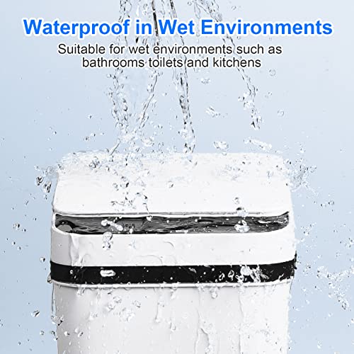 Bathroom Trash Cans with Lid 2 Pack 2 2 Gallon Touchless Automatic Motion Sensor Small Slim Garbage Can  Smart Electric Narrow Garbage Bin for Bedroom Office Kitchen  White 