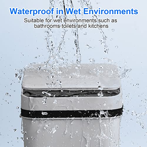 Bathroom Trash Cans with Lid 2 Pack 2 2 Gallon Touchless Automatic Motion Sensor Small Slim Garbage Can  Smart Electric Narrow Garbage Bin for Bedroom Office Kitchen  White 