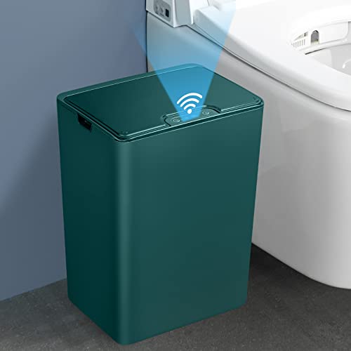 Bathroom Trash Cans with Lid 2 Pack 2 2 Gallon Touchless Automatic Motion Sensor Small Slim Garbage Can  Smart Electric Narrow Garbage Bin for Bedroom Office Kitchen  White 