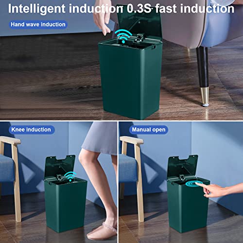 Bathroom Trash Cans with Lid 2 Pack 2 2 Gallon Touchless Automatic Motion Sensor Small Slim Garbage Can  Smart Electric Narrow Garbage Bin for Bedroom Office Kitchen  White 