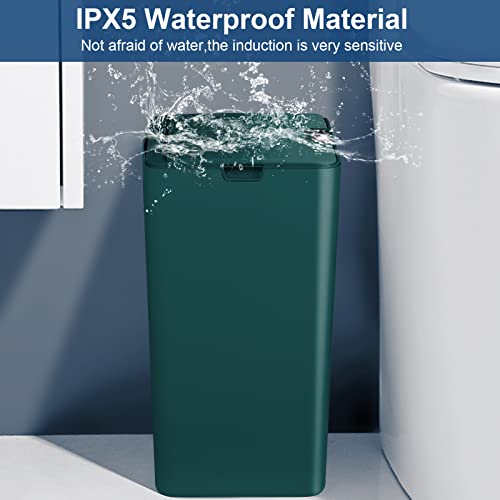 Bathroom Trash Cans with Lid 2 Pack 2 2 Gallon Touchless Automatic Motion Sensor Small Slim Garbage Can  Smart Electric Narrow Garbage Bin for Bedroom Office Kitchen  White 