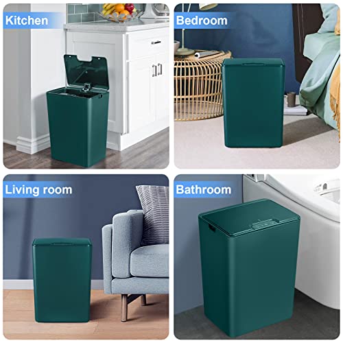 Bathroom Trash Cans with Lid 2 Pack 2 2 Gallon Touchless Automatic Motion Sensor Small Slim Garbage Can  Smart Electric Narrow Garbage Bin for Bedroom Office Kitchen  White 