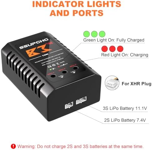 Battery Charger for 2S 3S LiPo Battery  Balance Charger for XHR Plug Battery  Lipo Chargers for RC Toy & Model  RC Battery Chargers with Smart Chip