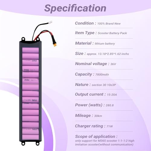 Battery Pack for Electric Scooter  7800mah 36V Electric Scooter Battery Compatible with xiaomi M365 1 1 1 2 High Imitation Scooter Without Communication 13 19x2 85x1 65Inch LxWxH