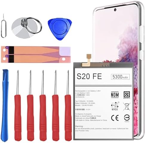 Battery for Galaxy S20 FE   5300mAh  High Capacity New Upgraded 0 Cycle Battery Replacement for Samsung Galaxy S20 FE 5G SM G781B/U/W SM A526 A526B/DS A5260 A526W with Repair Tool Kit