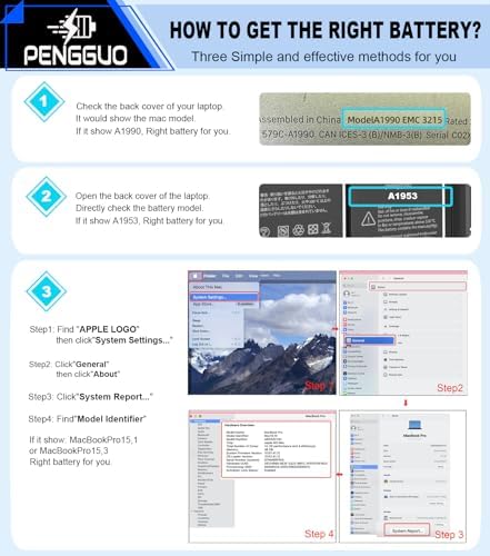 Battery for MacBook Pro 15 Inch A1990  Mid 2018 2019   Laptop Battery Replacement Model A1953 Battery EMC 3215 3359 7400mAh  Upgraded 6 2 Versions