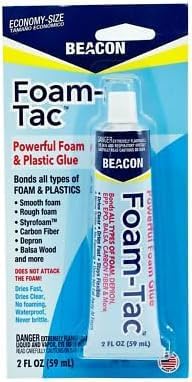 Beacon Foam Tac Powerful Glue   Fast Drying  Waterproof  Ideal for Foam  Plastics  Balsa Wood  and Carbon Fiber   Perfect for RC Builders  2 Ounce